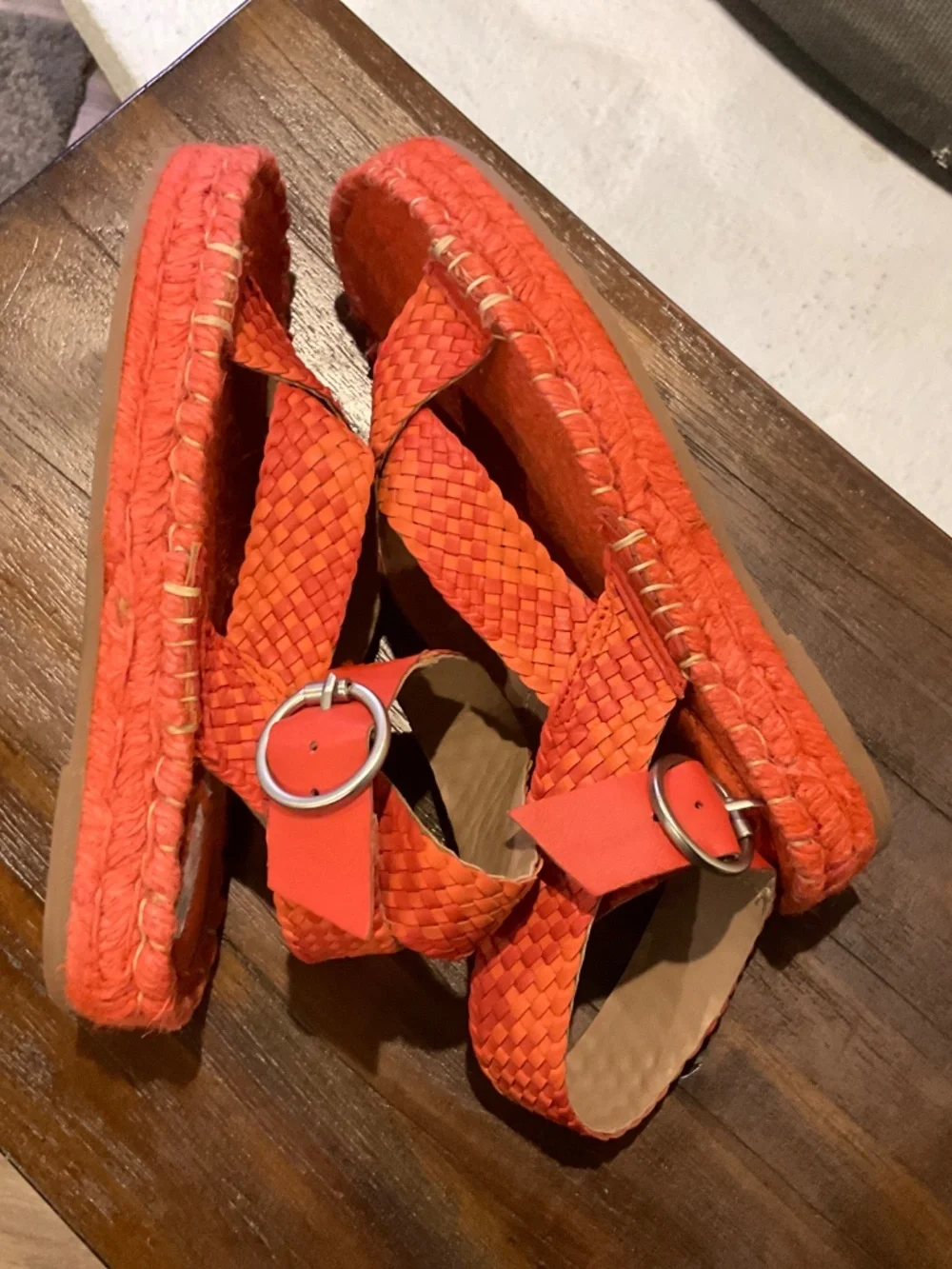 Sam Edelman Dakota Espadrille Platform Sandal Brick Red Leather Size 7